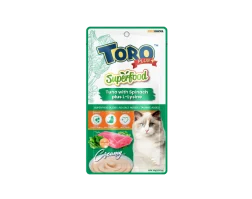 โทโร่ พลัส ซุปเปอร์ฟู้ด ขนมแมวเลีย รสทูน่ากับผักโขมและแอล-ไลซีน